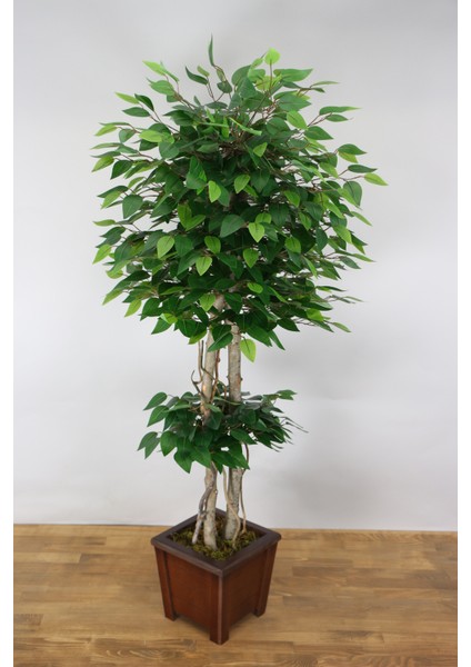 Yapay Çınar Ağacı 135 cm – Kumaş Yapraklı, Ahşap Kahverengi Saksılı, Gerçekçi ve Premium Dekoratif Bitki