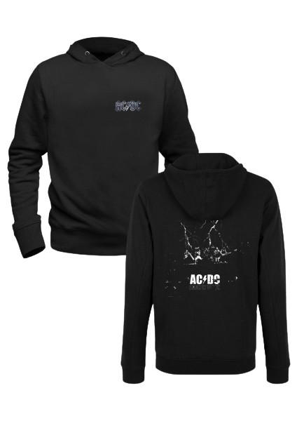 Ac Dc Baskılı Siyah Ön Arka Baskılı Çocuk Sweatshirt