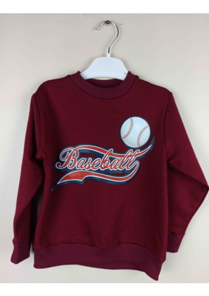 Erkek Çocuk Baskılı Bordo Pamuklu Sweatshirt