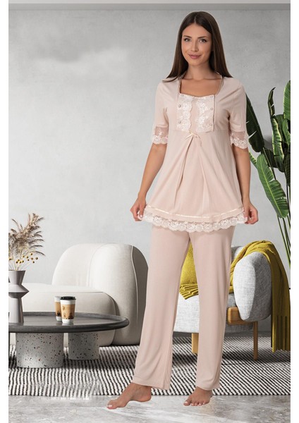 Diğer Dantelli Lohusa Pijama Takım Effort 6032