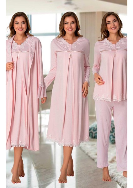 Diğer Lohusa Pijama Gecelik Sabahlık Takım Effort 7036