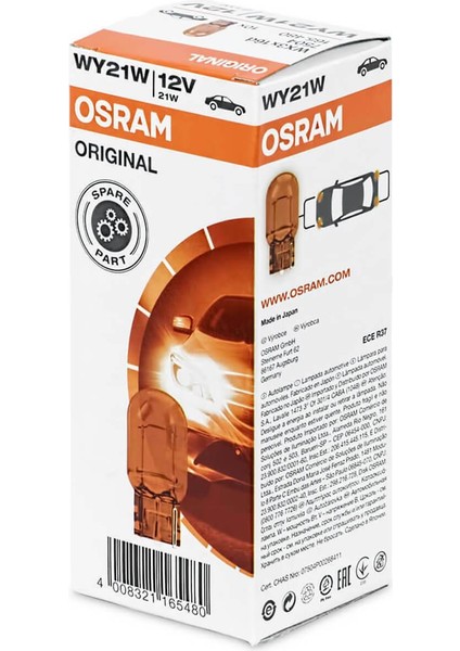 Osram 7504 WY21W Amber Tek Duy T20 Ampul 12 Volt 10 Adet