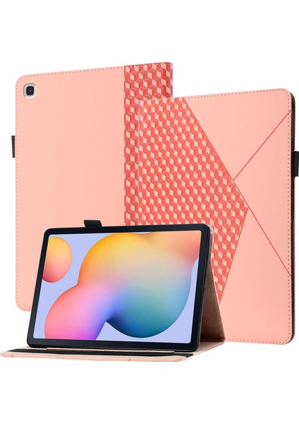 Samsung Galaxy Tab S6 Lite SM-P610 / T615 Rhombus Cilt Hissediyorum Yatay Çevirme Tablet Kart Yuvaları ve Tutucu ile Deri Kılıf (Yurt Dışından)