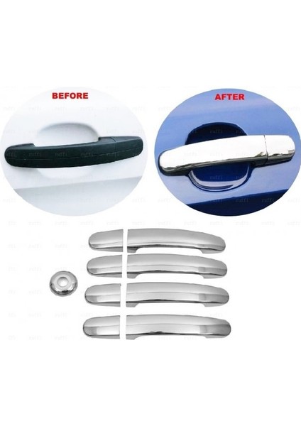 Ford Tourneo Custom Krom Kapı Kolu 4 Kapı 9 Parça 2012 Üzeri Paslanmaz Çelik