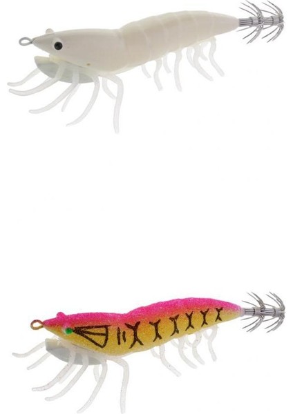 2 Adet Simülasyon Kalamar Jigs Kanca Plastik Ahşap Karides Yapay Sert Yem(Yurt Dışından)