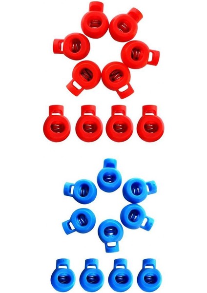 20 Adet Plastik Şok Kablosu Halat Geçiş Son Kilit Tıpalar Top Toka Mavi Kırmızı