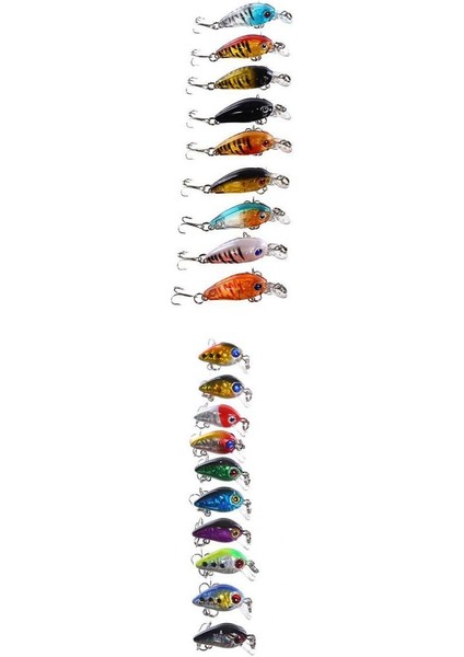 19 Adet Yapay Biyonik Balıkçılık Cazibesi Crankbait Minnow Sert Balıkçılık Cazibesi Kanca