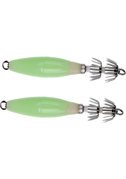 2 Adet Aydınlık Yeşil Kalamar Jig Kanca Balıkçılık Lure Bait 32-Hook Tuzlu Su Için