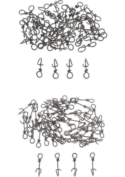 100X Siyah Yüksek Mukavemetli Paslanmaz Çelik Hızlı Kilit Balıkçılık Klipsleri Fırdöndüler