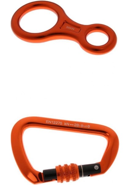 Şekil 8 Descender Vida Kilitleme Karabina Rappelling Tırmanma Dişli Turuncu