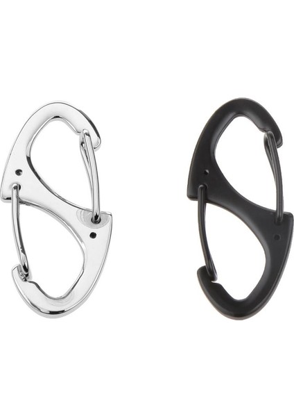 S Şekli Toka Çift Kapılı Karabina Anahtarlık Açık Spor Için Klip Kanca - / Gümüş - Siyah(Yurt Dışından) modelleri