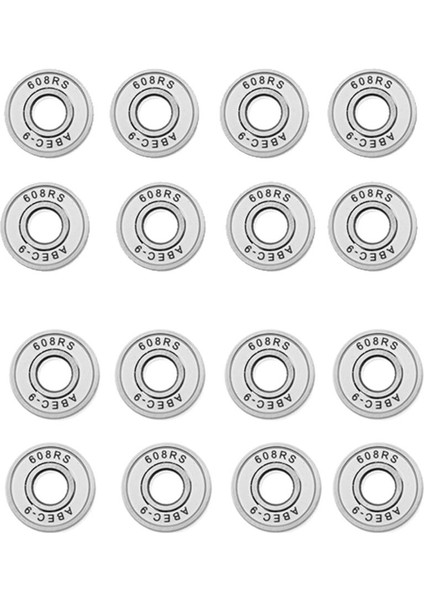 16 Parça 608 Rs Abec-9 Kaykay Rulman 8X22X7MM Longboard Hokey Beyaz Için