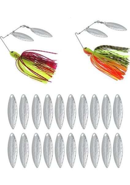 40 Paket Metal Balıkçılık Lures Spinner Bıçakları Dıy Spinner Yem Parçaları Gümüş modelleri