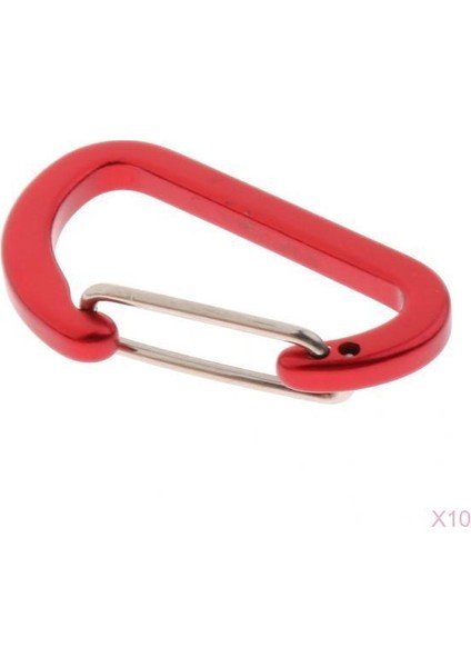 10 Adet Mini Alüminyum Alaşımlı Karabina Açık D Şekli Quickdraw, Hafif Buzlu Kırmızı