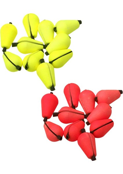 12 Adet Gözyaşı Damlası Köpük Şamandıra Fly Balıkçılık Strike Göstergesi --- Kırmızı ve Sarı