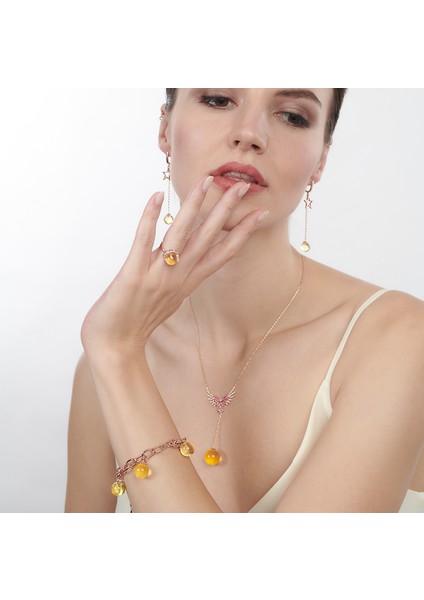 Yonca Figürlü Gümüş Kehribar Yüzük fiyatları