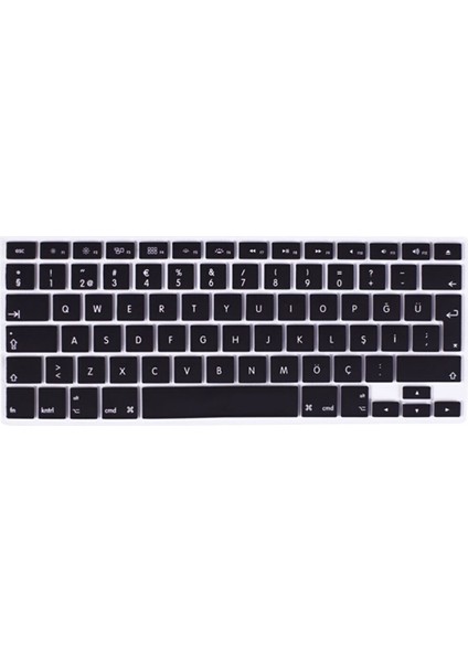 Macbook Air 13.3 inç A1466 A1369 Türkçe Q Silikon Klavye Koruyucu - Siyah