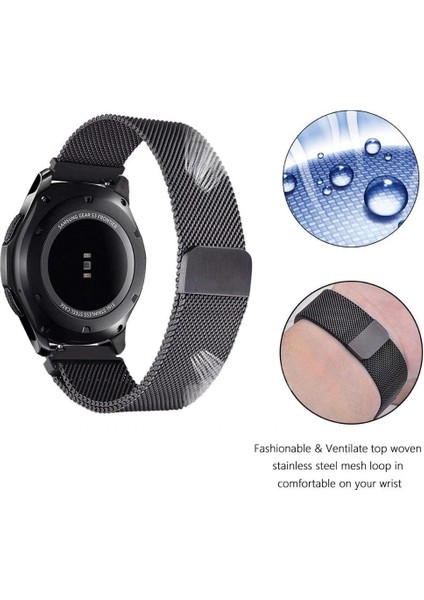 Amazfit Gtr 3 / Gtr 3 Pro Uyumlu Hasır Metal Kordon Mıknatıslı Tel Örgü Kayış
