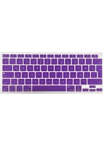 Macbook Air 13 Inch 2020 A2337 M1 İşlemcili Türkçe Q Silikon Klavye Koruyucu Mor