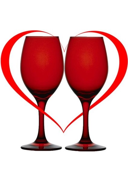 Sevgililer Gününe Özel Paşabahçe Kırmızı Kadeh 310 cc 2 Adet