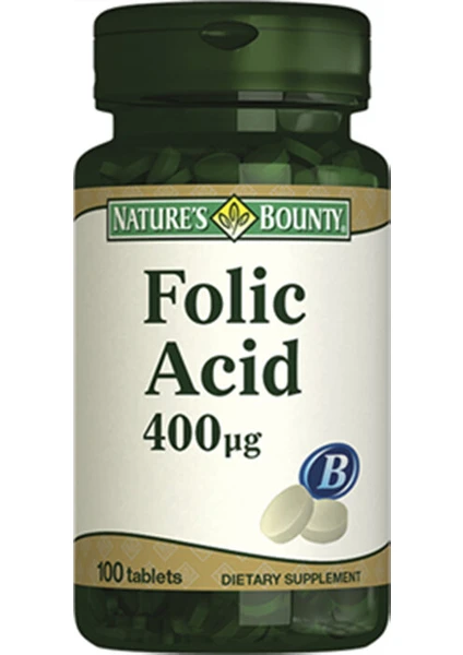 Nature's Bounty Folic Acid 400 mcg 100 Tablet