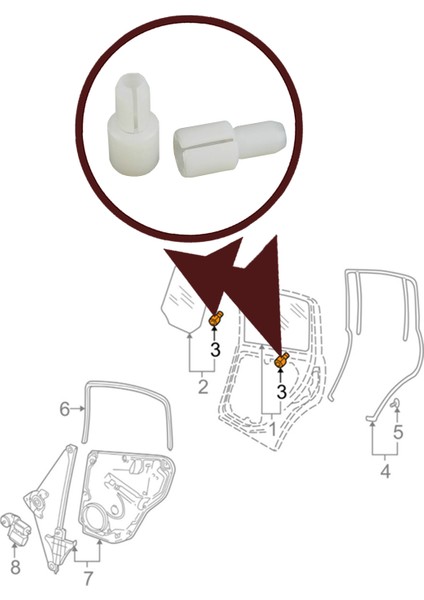 BWR5117 Bross Otomotiv BWR5117 VW Skoda Seat Audi Ford Lincoln Jaguar İçin 2 Set Arka Cam Taşıyıcı Klips 22687062 fiyatları
