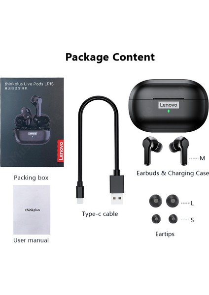 LP1S Tws Kablosuz Bluetooth 5.0 Kulakiçi Kulaklık Su Geçirmez Gürültü Önleyici Mikrofonlu - Beyaz (Yurt Dışından)