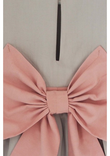 Gri Pembe Fiyonklu Kız Çocuk Tütü Elbise Bandana Takım 1-8 Yaş