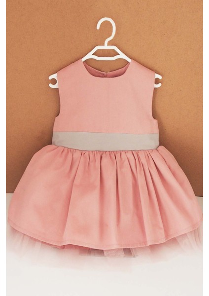 Pembe Gri Fiyonklu Kız Çocuk Tütü Elbise Bandana Takım 1-8 Yaş fırsatları