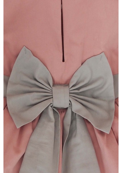 Pembe Gri Fiyonklu Kız Çocuk Tütü Elbise Bandana Takım 1-8 Yaş