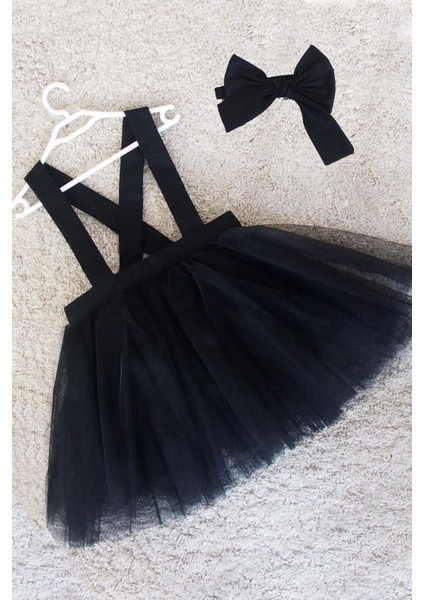 Siyah Kız Çocuk Tütü Elbise Bandana Takım 1-8 Yaş fiyatları