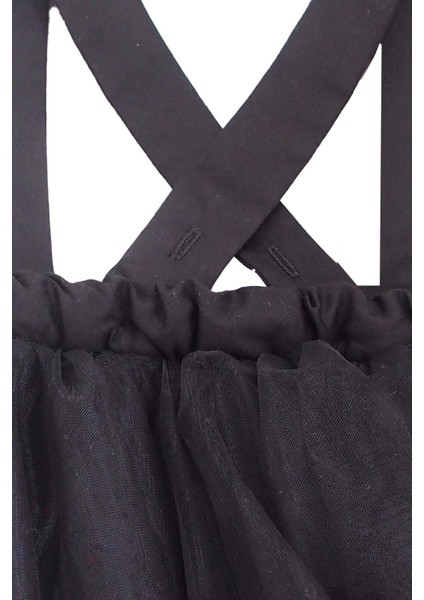 Siyah Kız Çocuk Tütü Elbise Bandana Takım 1-8 Yaş