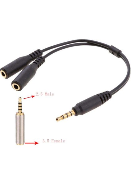 Y Splitter Kablo 2.5mm Erkek 3.5mm Çift Dişi Adaptörü Ses Kabloları (Yurt Dışından)