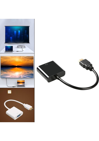 HDMI Kablosu HDMI VGA Dijital Ses Dönüştürücü Bilgisayar Siyah Için 1080 P Projektör (Yurt Dışından)