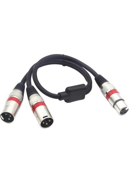 2x Xlr Splitter Dişi Çift Erkek 3-Pin Y Kablo Mikrofon Ses Adaptörü (Yurt Dışından)