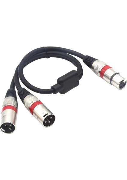 2x Xlr Splitter Dişi Çift Erkek 3-Pin Y Kablo Mikrofon Ses Adaptörü (Yurt Dışından)