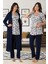 Kısa Kol Desenli Lohusa Pijama Sabahlık Takım Effort 8014 1
