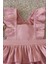 Askıları Fırfırlı Kat Kat Pembe Kız Çocuk Elbise Bandana Takım 1-8 Yaş 4