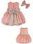 Pembe Gri Fiyonklu Kız Çocuk Tütü Elbise Bandana Takım 1-8 Yaş 1