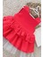 Kırmızı Puantiyeli Fiyonklu Kız Çocuk Tütü Elbise Bandana Takım 1-8 Yaş 3