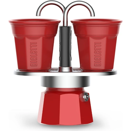Bialetti Mini Express Mokapot Ve 2 Adet Espresso Orjinal Fincanı ( Mini Exp Moka Pot 2 Cup) (Bialetti Mini Express Moka Pot + 2 Cup)