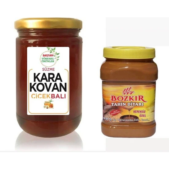 Baştan Yöresel Karakovan Süzme Bal 850 gr + Konya Bozkır Çifte Kavrulmuş Tahin 1 kg