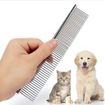 Epazzar Paslanmaz Çelik Köpek Kuaför Tarağı Uzun Kalın Tüy Bakım Fırçası 19x3 cm Kolay Kullanım