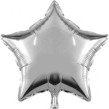 Bal10 Dünyası Gümüş Yıldız Folyo Balon Set 20 Adet 25 cm