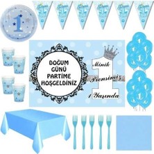 Parti Furyası 1 Yaş Erkek 24 Kişilik  50 x 70 cm  Afişli Doğum Günü Parti Süsleri