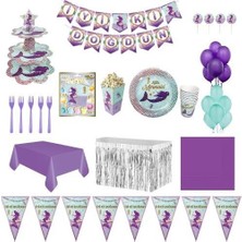 Parti Furyası Deniz Kızı Lüks Doğum Günü Parti Malzemeleri Seti Süs 24 Kişilik