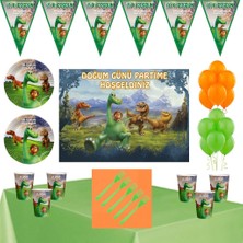 Parti Furyası Dinozor Dinazor  Yavru Tema 16 Kişilik 70 x 100 cm Afişli  Parti Seti