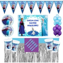 Parti Furyası Frozen Elsa  16  Kişilik  70 x 100 cm Afişli  Masa Etekli Doğum Günü Parti Seti