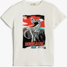 Koton Erkek Çocuk Dinozor Baskılı Kısa Kollu Tişört Pamuklu