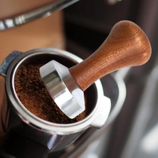 Alüminyum Kahve Sabahı Espresso Dağıtım Ahşap Saplı Kahve Makinesi 53MM